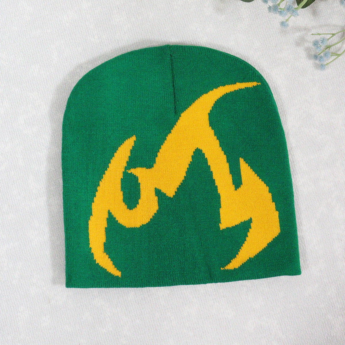 Knitted Hat Trendy Pullover Flame Pattern Jacquard Hats