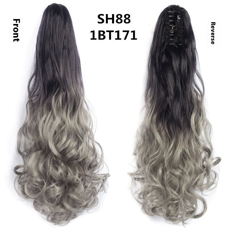 Colorful Long Curly Hair Clip Ponytail Wig
