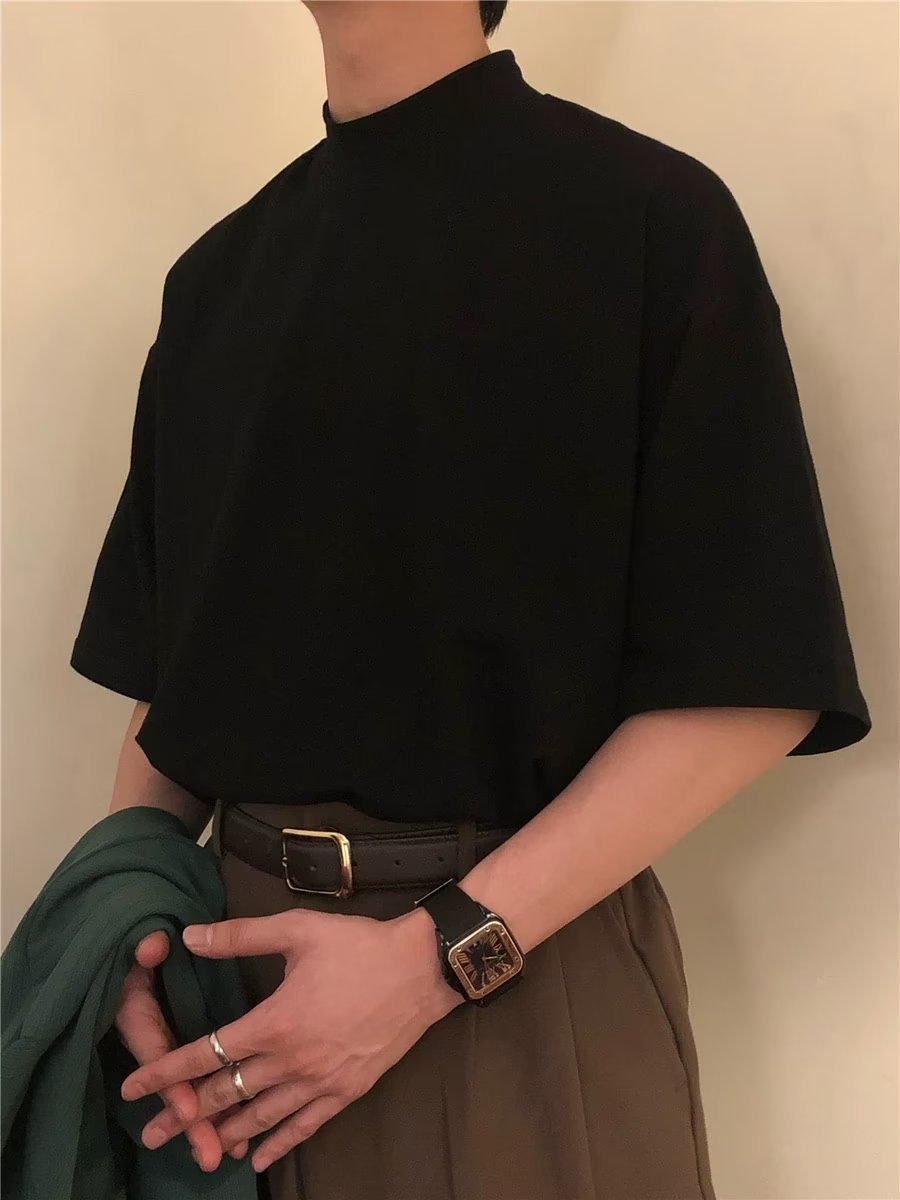 Hong Kong Wind Ins Character Short Sleeve Drape Feeling Niche Shirt Man