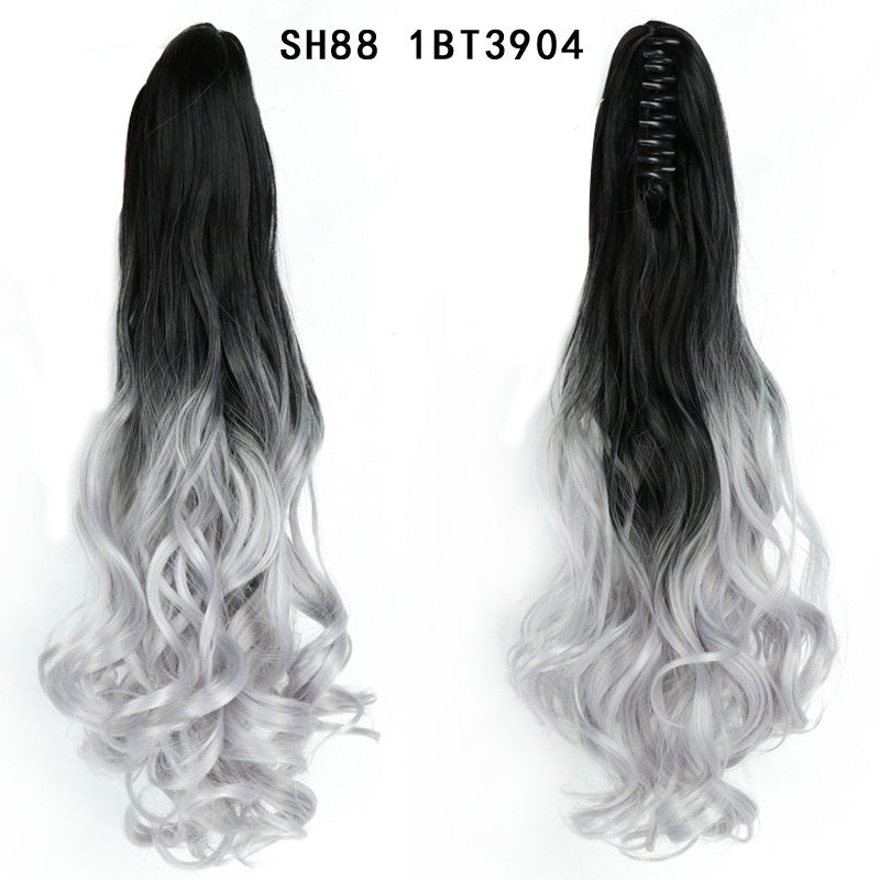 Colorful Long Curly Hair Clip Ponytail Wig