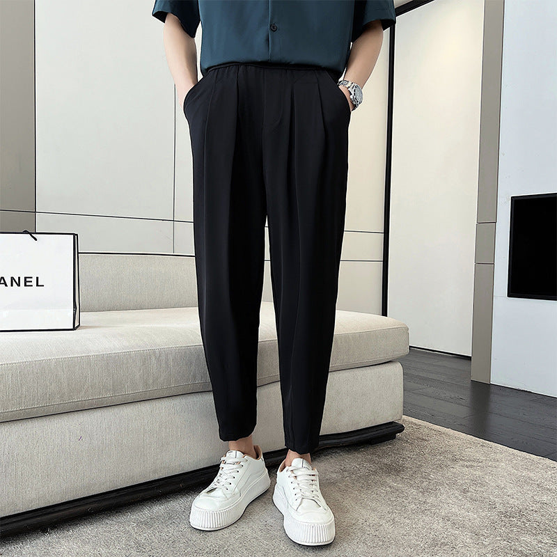 Men's Cropped Casual Pants Small Suit Pants