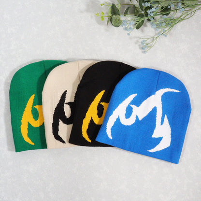 Knitted Hat Trendy Pullover Flame Pattern Jacquard Hats