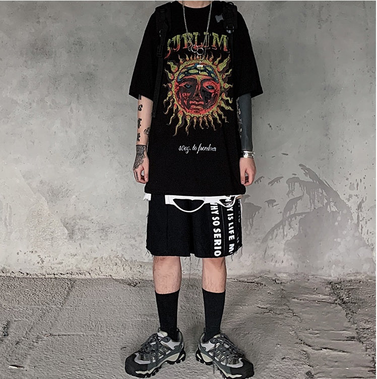 Popular logo dark print short sleeved T-shirt casual casual T-shirt man