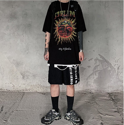 Popular logo dark print short sleeved T-shirt casual casual T-shirt man