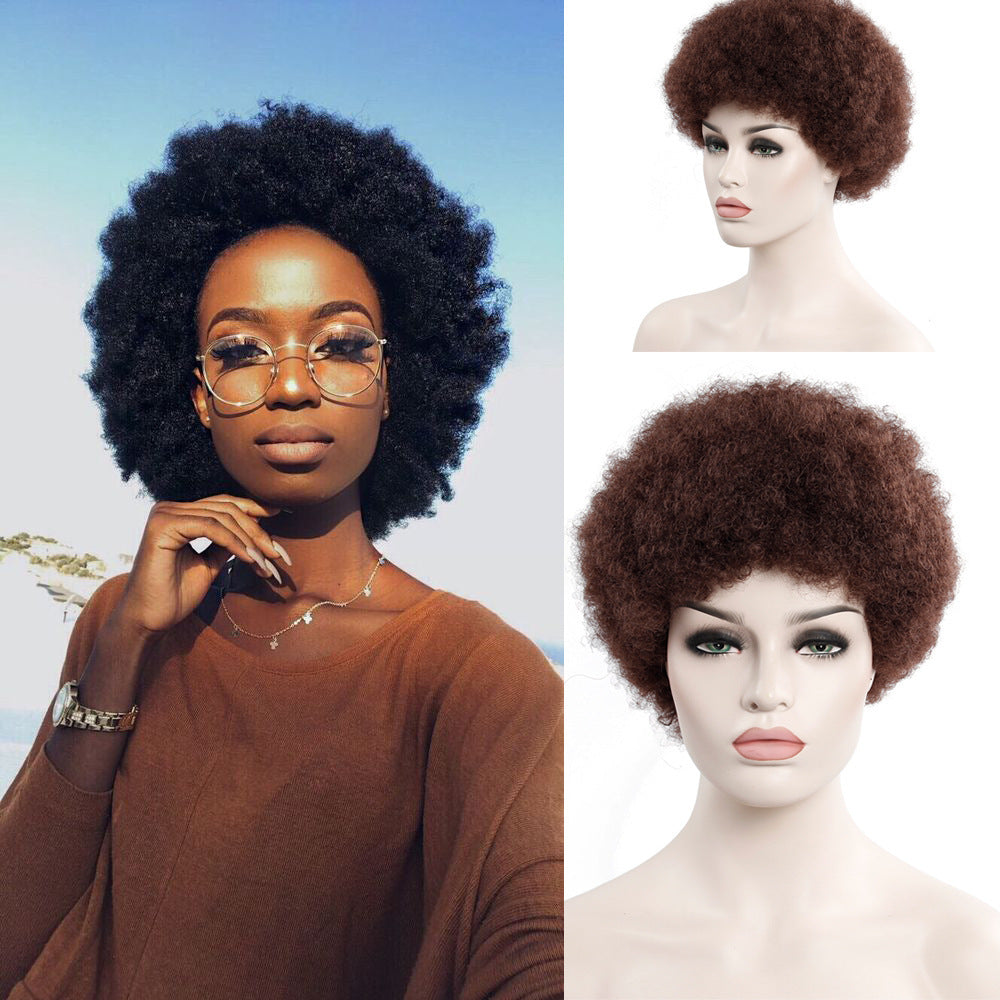 African Curly Hair 6 Inch Short Exploded Headgear