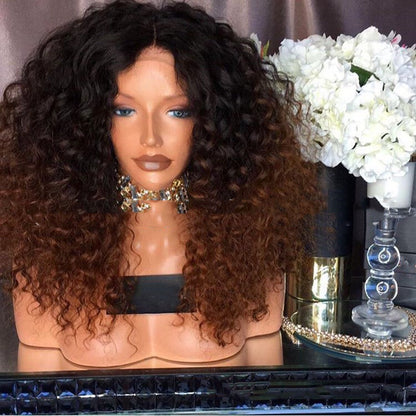 Foreign Trade Fashion Lady's Wig, African Black Brown, Small Curly Hair Cover, Explosive Head, Small Volume Chemical Fiber, Long Curly Hair Cover