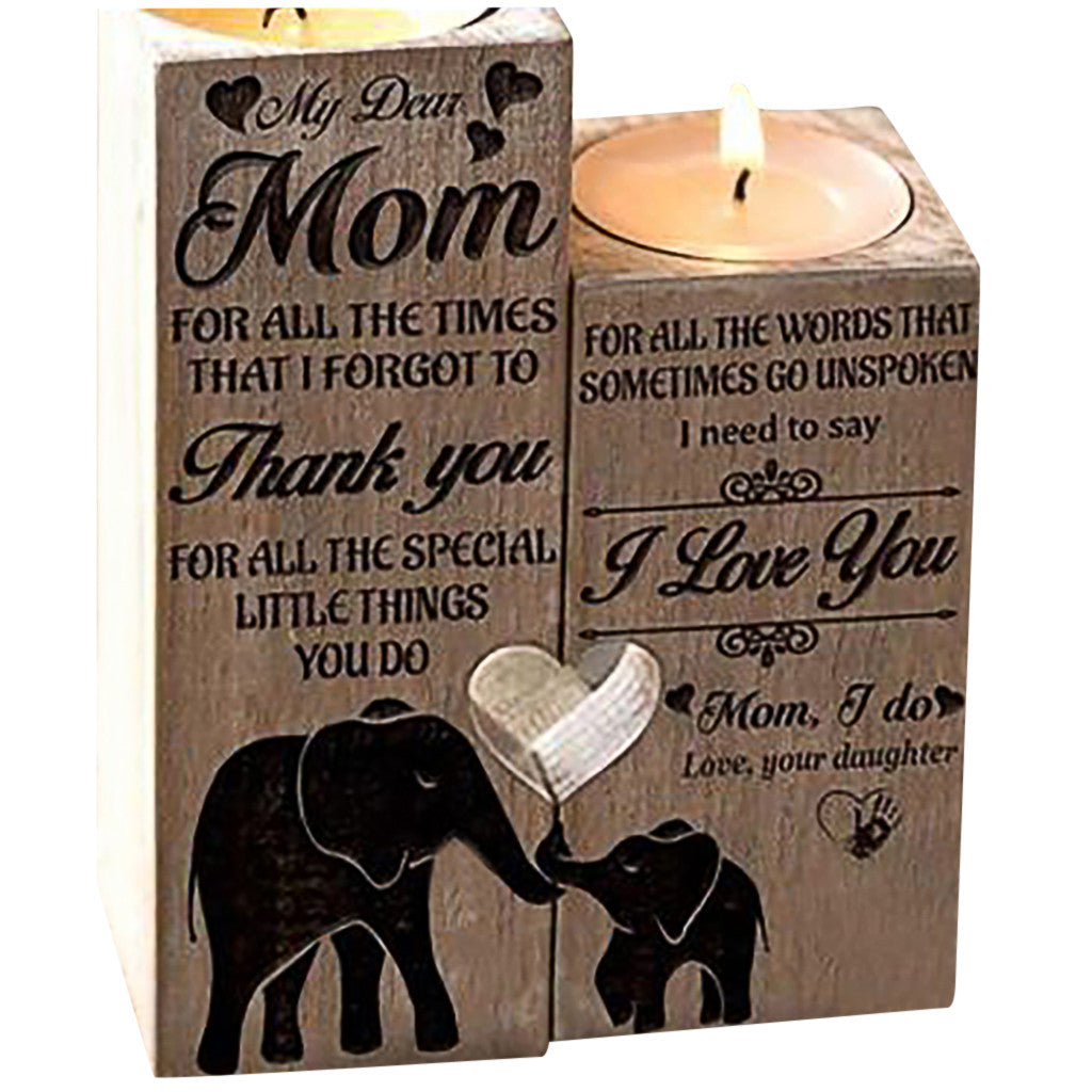 Heart-Shaped Candlestick Creative Wooden Ornaments, Couple Gifts For Christmas