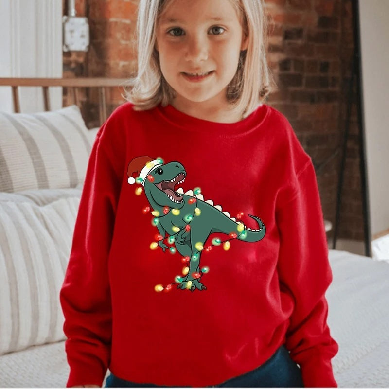 Children's Christmas Red Sweater Pure Cotton Autumn Clothes Western Style