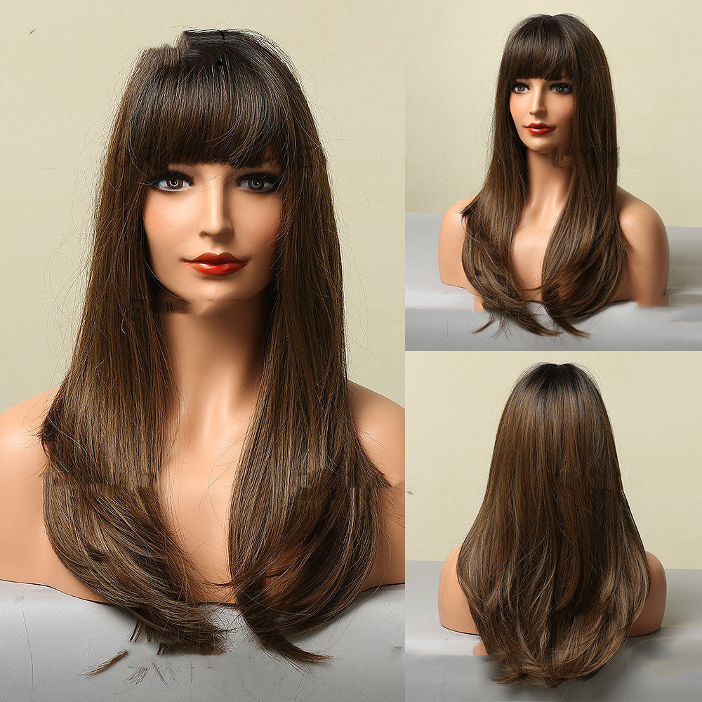 Gradient Machine-made Chemical Fiber Wigs Headgear