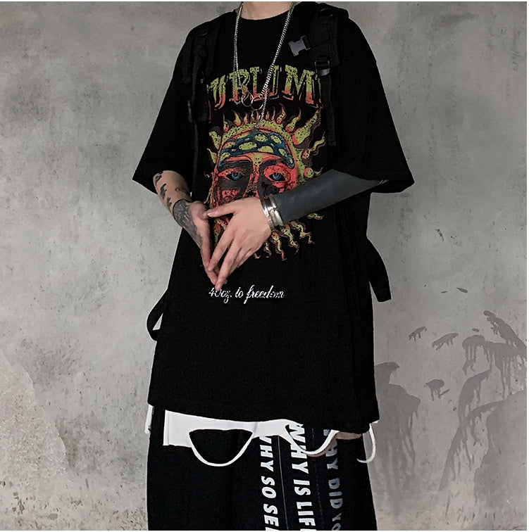 Popular logo dark print short sleeved T-shirt casual casual T-shirt man