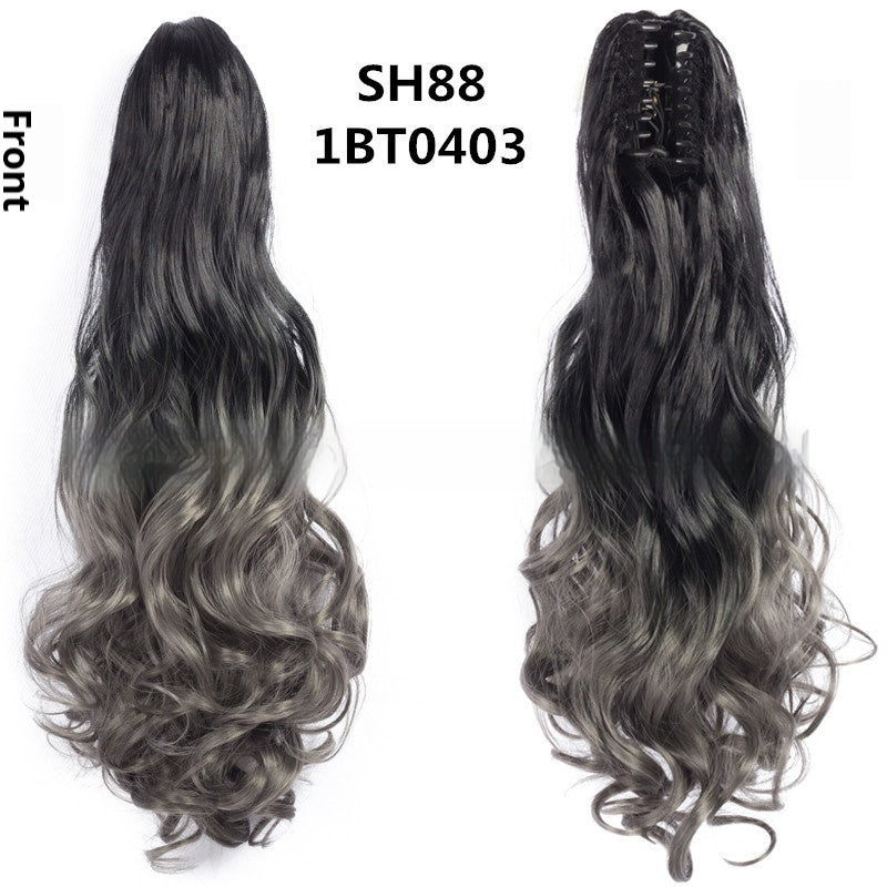 Colorful Long Curly Hair Clip Ponytail Wig