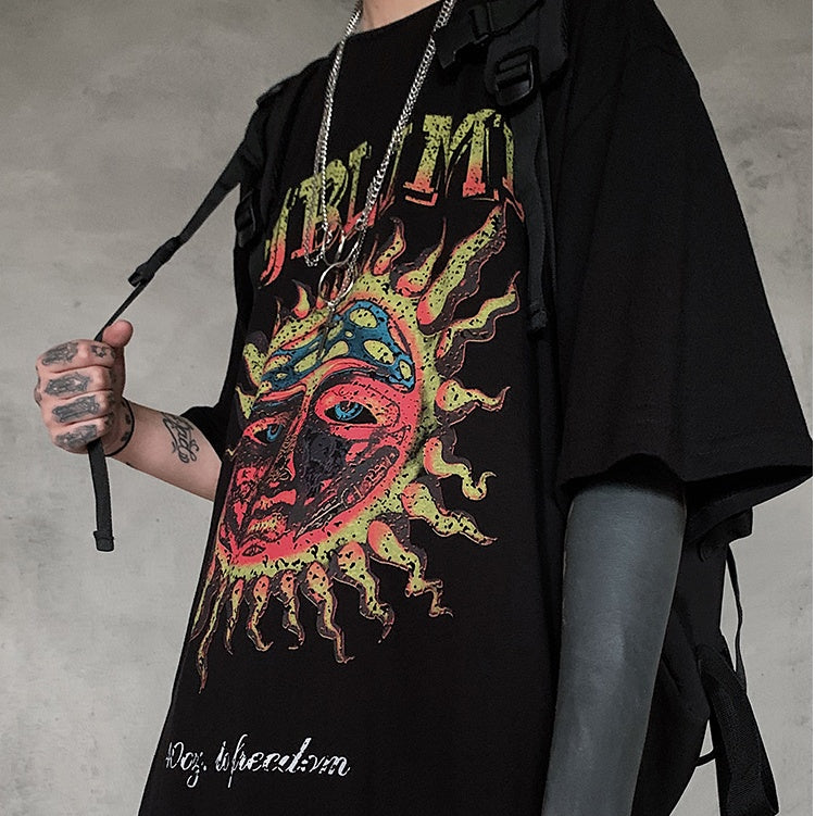 Popular logo dark print short sleeved T-shirt casual casual T-shirt man