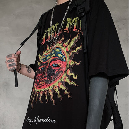 Popular logo dark print short sleeved T-shirt casual casual T-shirt man