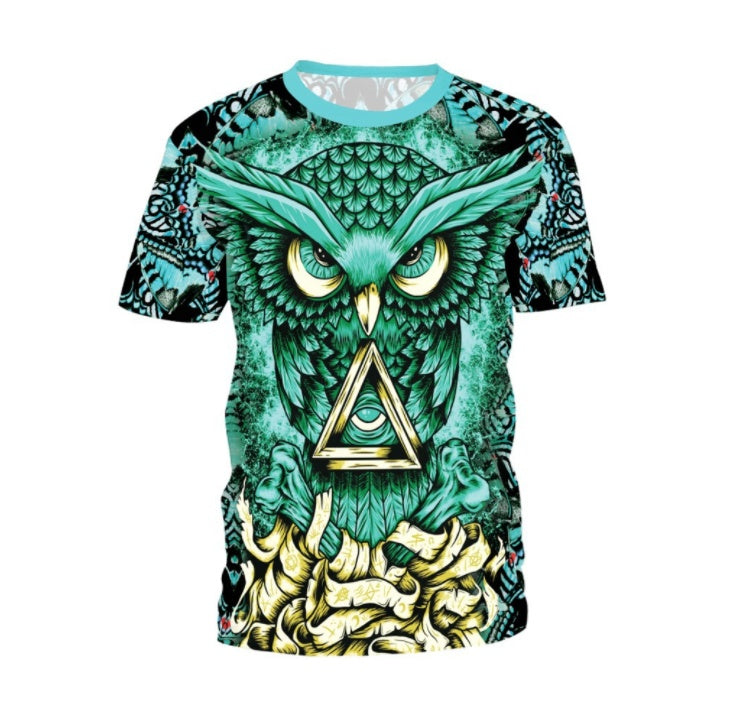 NADANBAO New Arrival Summer T Shirt Women Hiphop Owl 3D Printing T-Shirt Gold Metal Cool Woman Tshirt