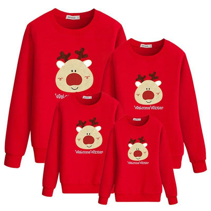 A Family Of Three Round Neck Warm Long Sleeve Christmas New Fashion Letter Printing Family Clothes