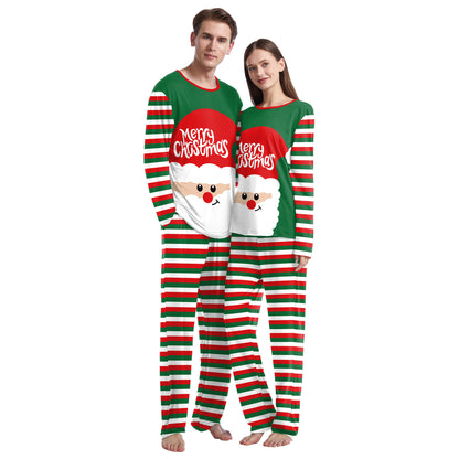 Christmas Home Clothes Digital Couple Pajamas Long Sleeve Round Neck Sweatpants Suit