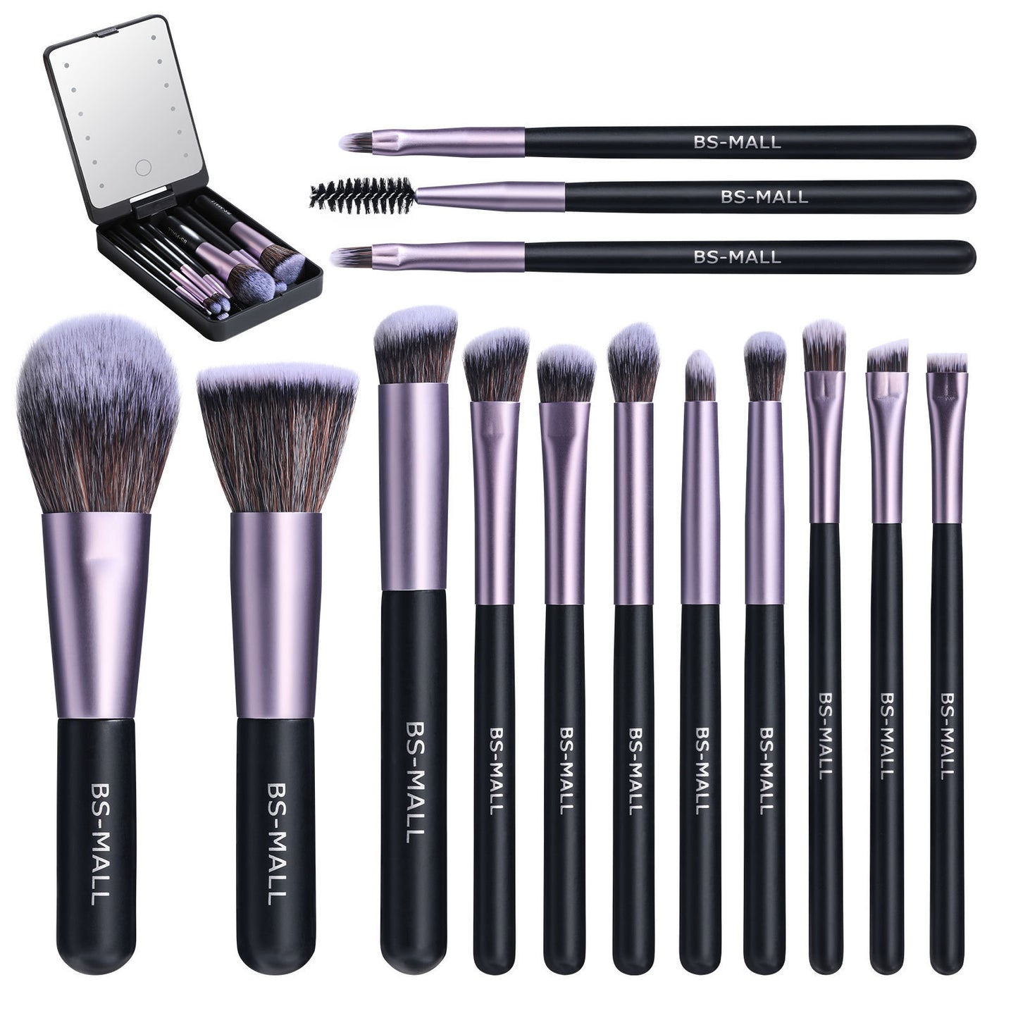 Rechargeable Luminous Mirror Portable Makeup Brush Suit