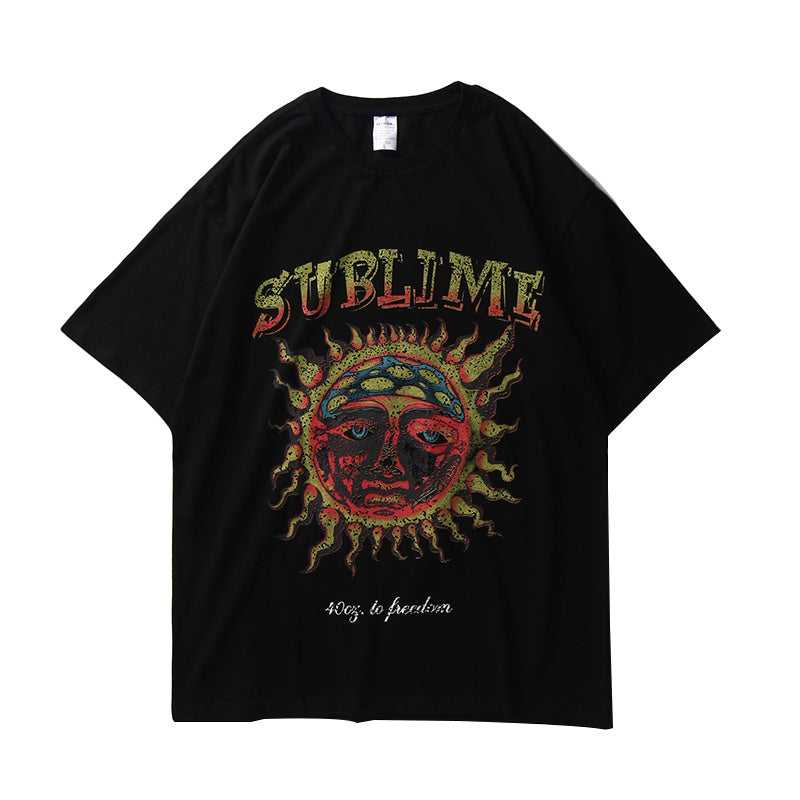 Popular logo dark print short sleeved T-shirt casual casual T-shirt man