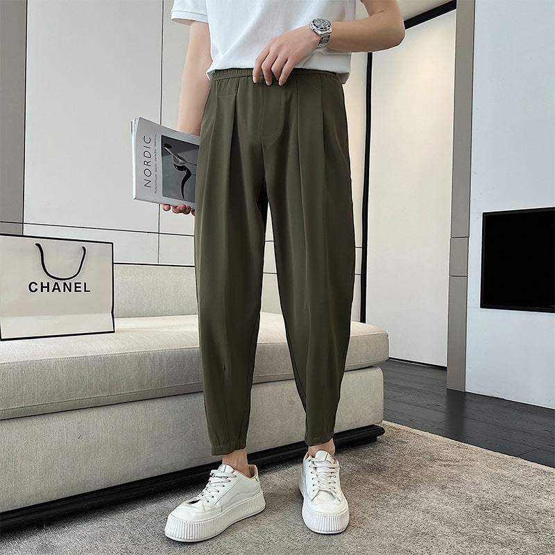Men's Cropped Casual Pants Small Suit Pants