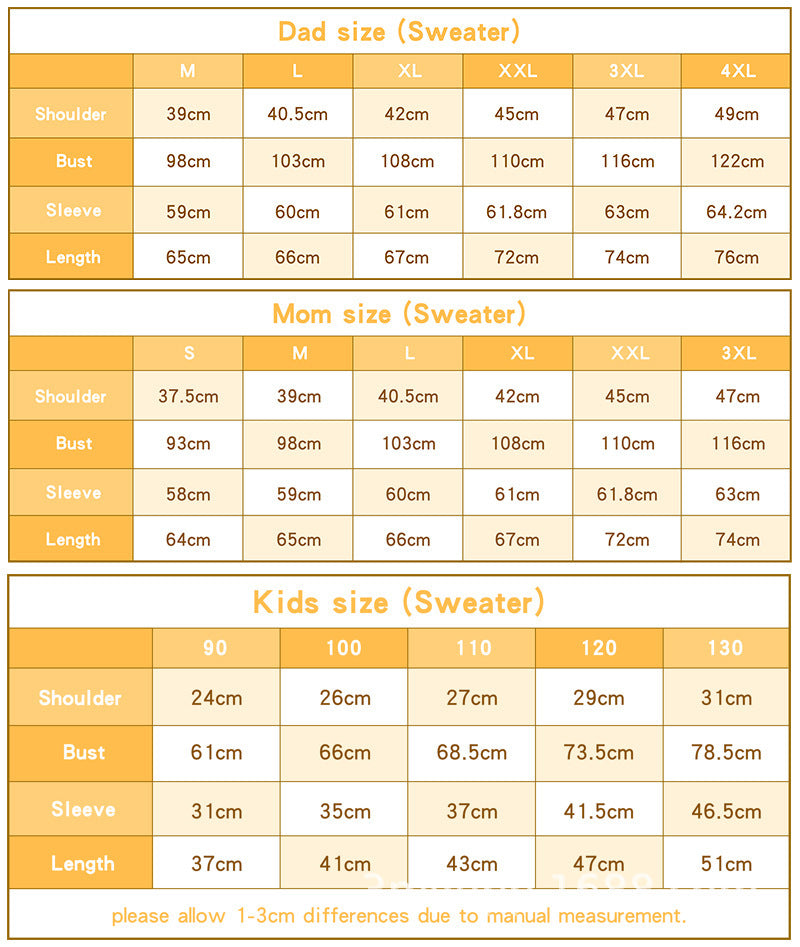 A Family Of Three Round Neck Warm Long Sleeve Christmas New Fashion Letter Printing Family Clothes