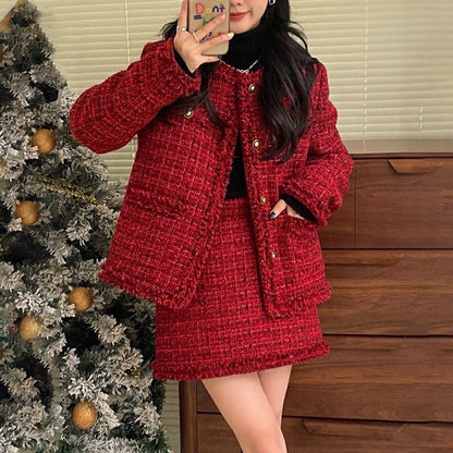 Winter Clothes Christmas Salt Series Wear Elegant Socialite Two-piece Suit