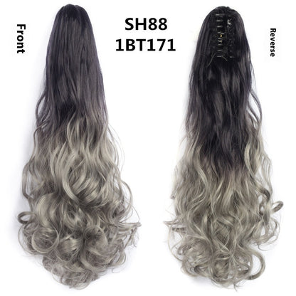 Colorful Long Curly Hair Clip Ponytail Wig