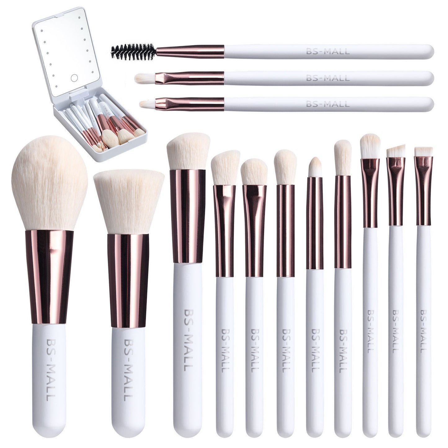 Rechargeable Luminous Mirror Portable Makeup Brush Suit