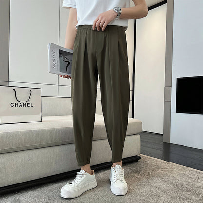 Men's Cropped Casual Pants Small Suit Pants