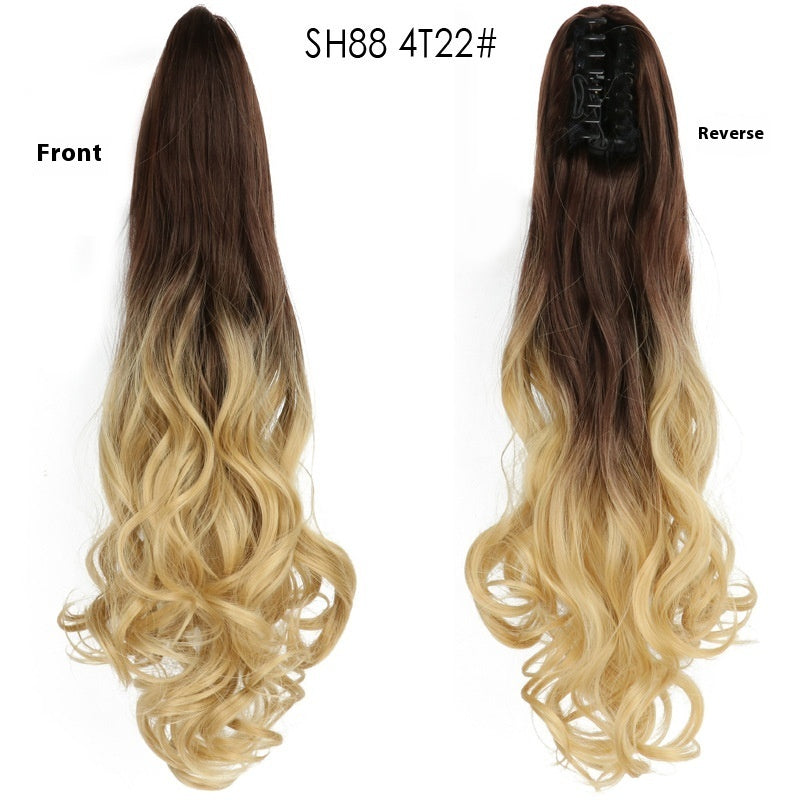 Colorful Long Curly Hair Clip Ponytail Wig