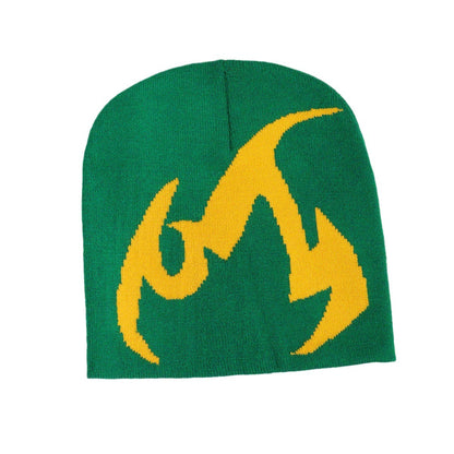 Knitted Hat Trendy Pullover Flame Pattern Jacquard Hats