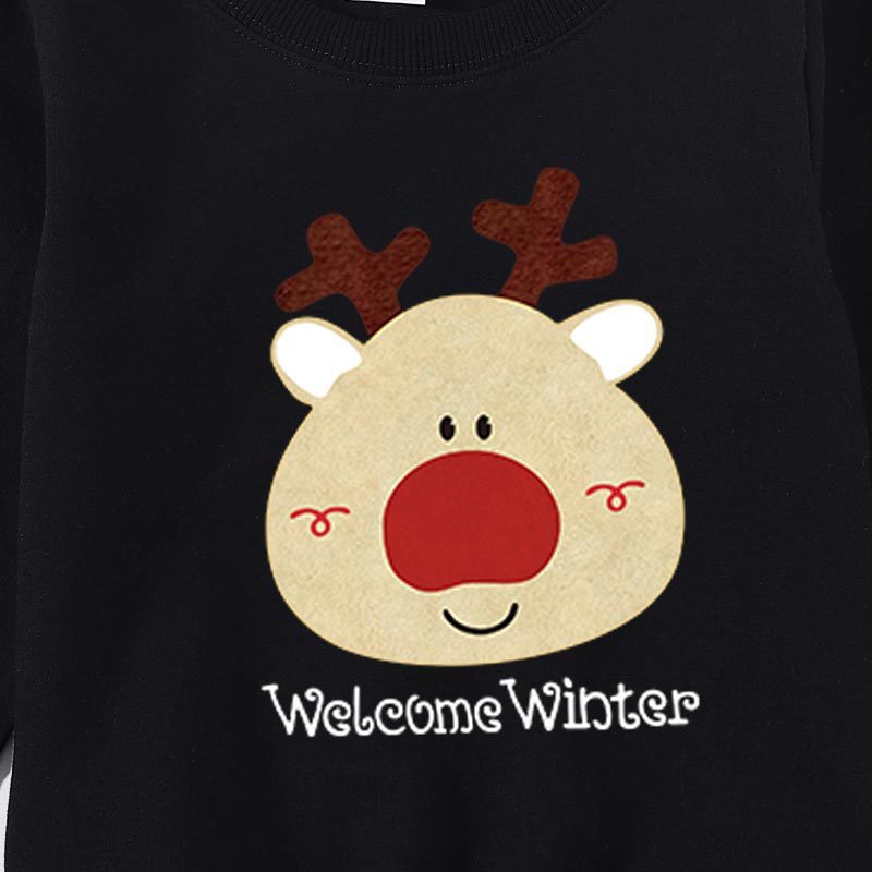 A Family Of Three Round Neck Warm Long Sleeve Christmas New Fashion Letter Printing Family Clothes