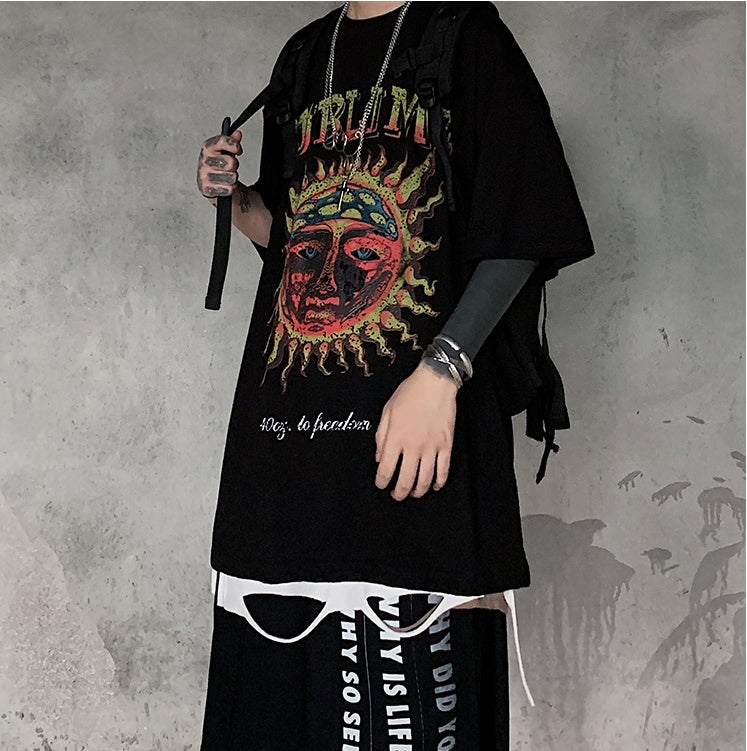 Popular logo dark print short sleeved T-shirt casual casual T-shirt man