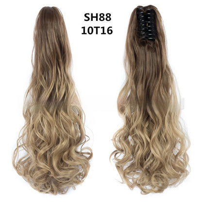 Colorful Long Curly Hair Clip Ponytail Wig