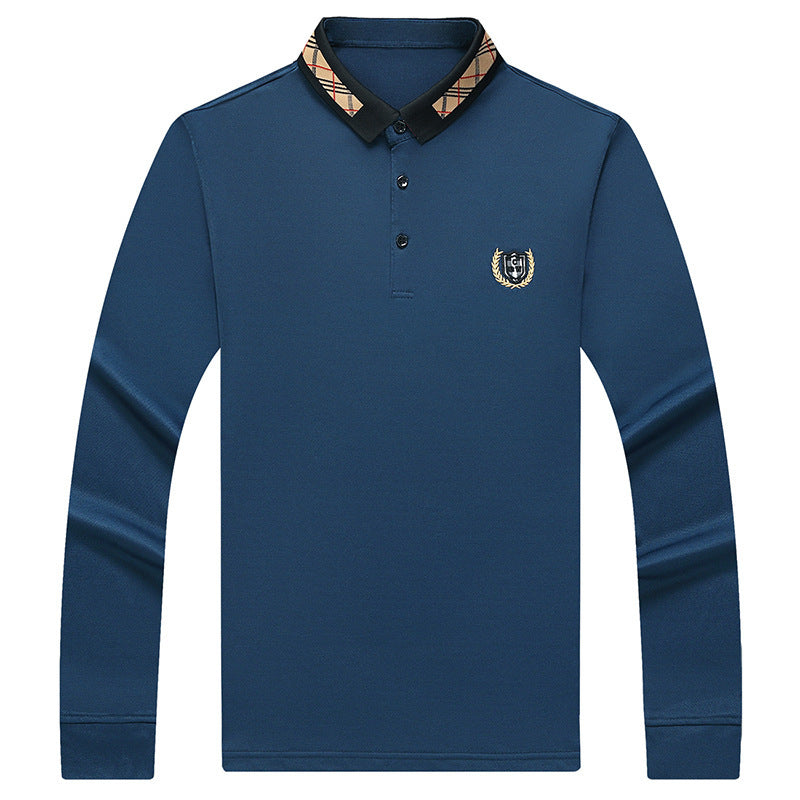 Dad Autumn Long-sleeved T-shirt With Lapel Base For Middle-aged Man