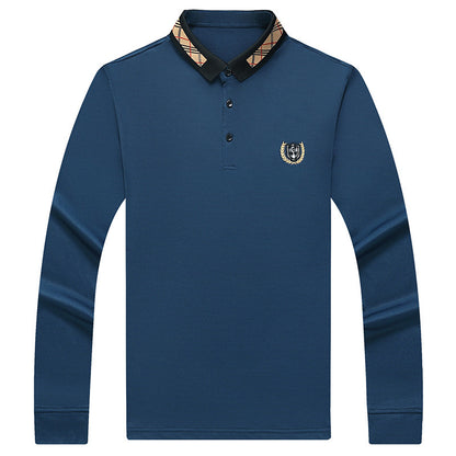 Dad Autumn Long-sleeved T-shirt With Lapel Base For Middle-aged Man