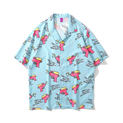 Rainbowtouches Shirt Man Hip Hop High Street Graffiti Smile Face Printing Casual Short Sleeve Tops Couples Fashion