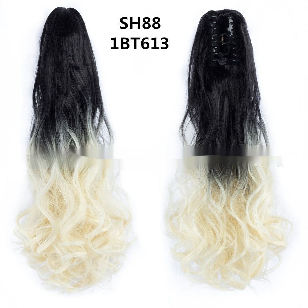 Colorful Long Curly Hair Clip Ponytail Wig
