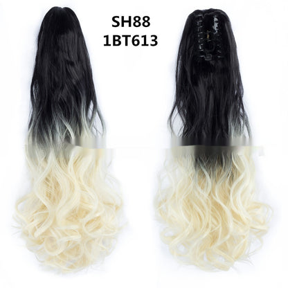 Colorful Long Curly Hair Clip Ponytail Wig