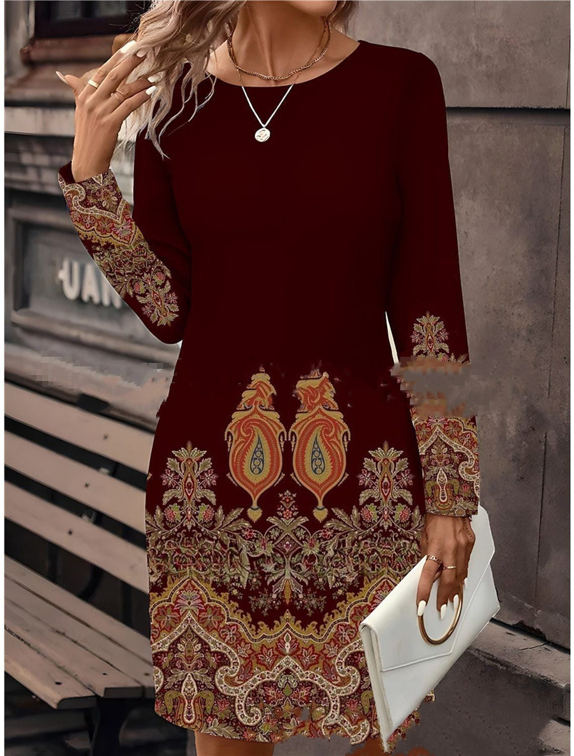Christmas New Women's Clothes Long Sleeve T-shirt Dress Digital Printing