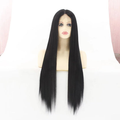 Front Lace Mid-length Straight Hair Women's High Temperature Synthetic Fiber Wigs