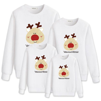 A Family Of Three Round Neck Warm Long Sleeve Christmas New Fashion Letter Printing Family Clothes